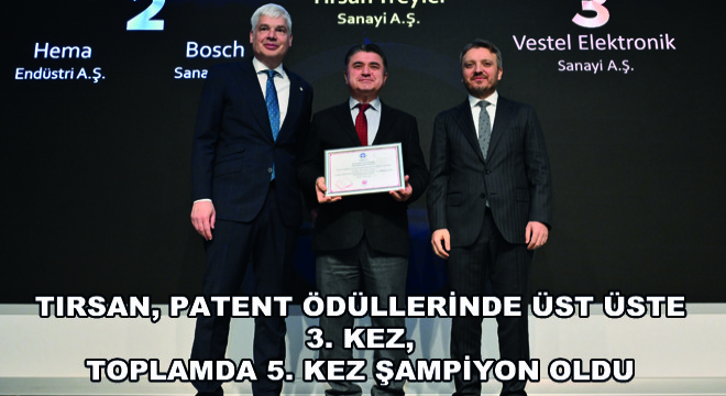 Tırsan, Patent Ödüllerinde Üst Üste 3. Kez, Toplamda 5. Kez Şampiyon Oldu